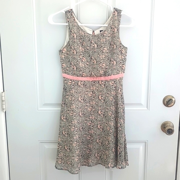 Zunie girl's pink and brown floral print ruffled hem dress up dress size 12 - Picture 1 of 9